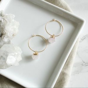 Rose Quartz Hoop Earrings ♡